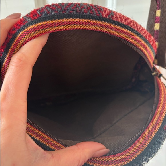 Boho Round Crossbody Bag in Red and Black - Picture 5 of 10